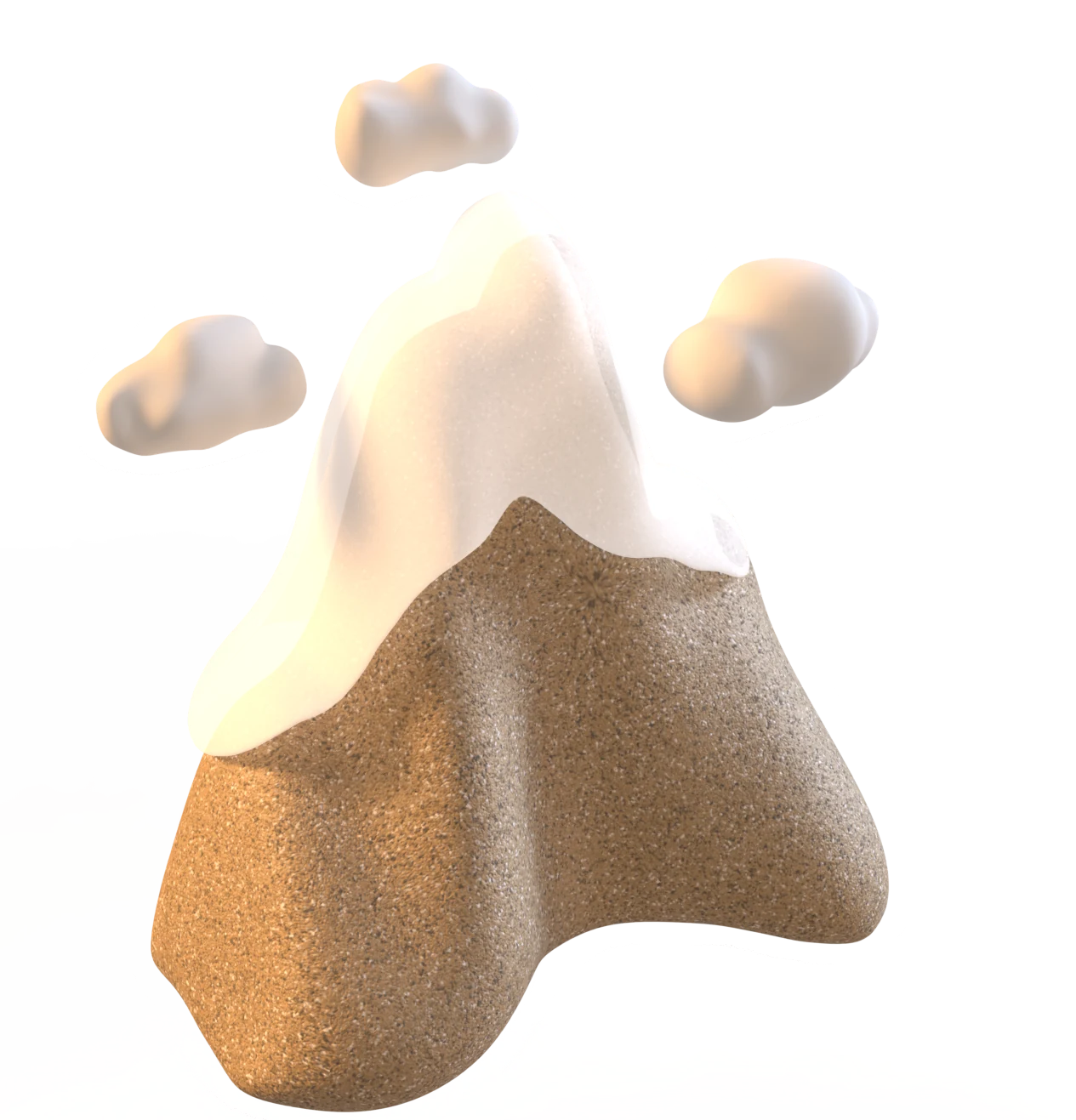 Snowy mountain top with clouds